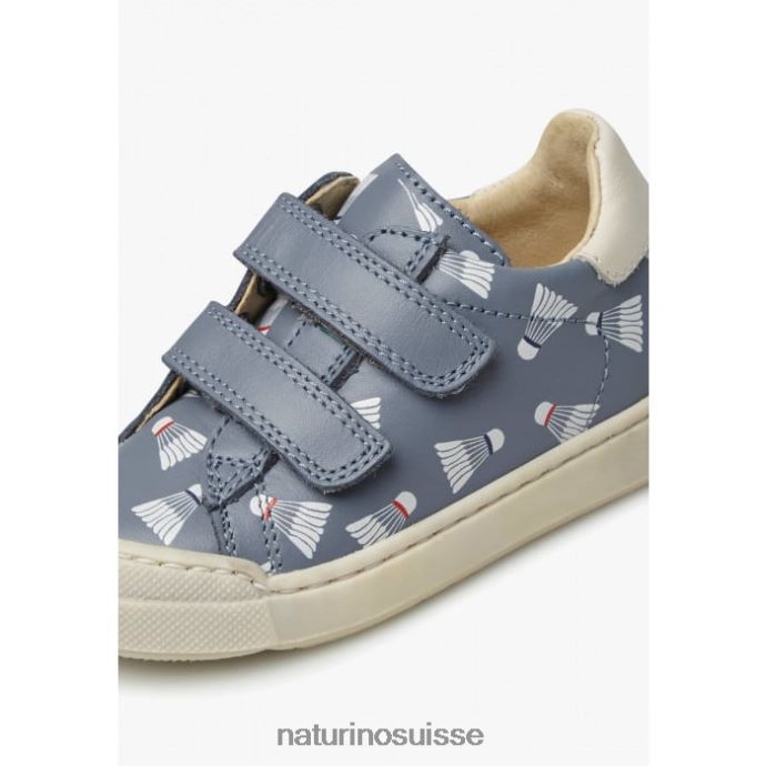 enfants vl eindhoven T88FLL458 Naturino baskets en cuir avec imprimé bleu clair