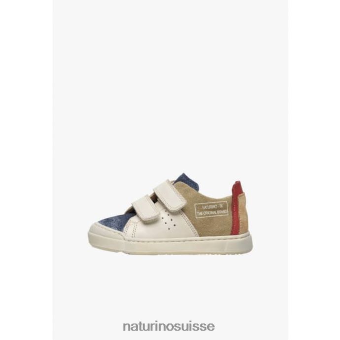 enfants vl trajan T88FLL380 Naturino baskets en cuir et daim bleu-gris tourterelle