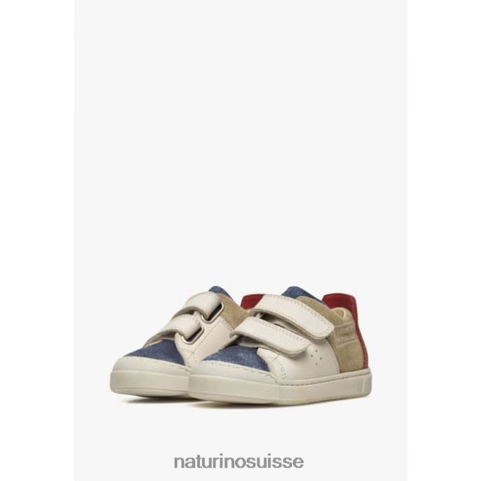 enfants vl trajan T88FLL380 Naturino baskets en cuir et daim bleu-gris tourterelle