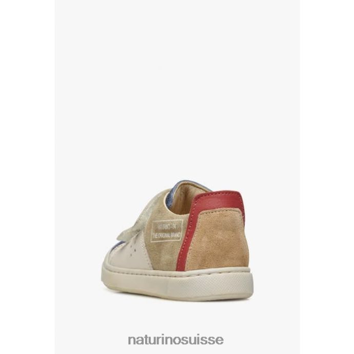 enfants vl trajan T88FLL380 Naturino baskets en cuir et daim bleu-gris tourterelle