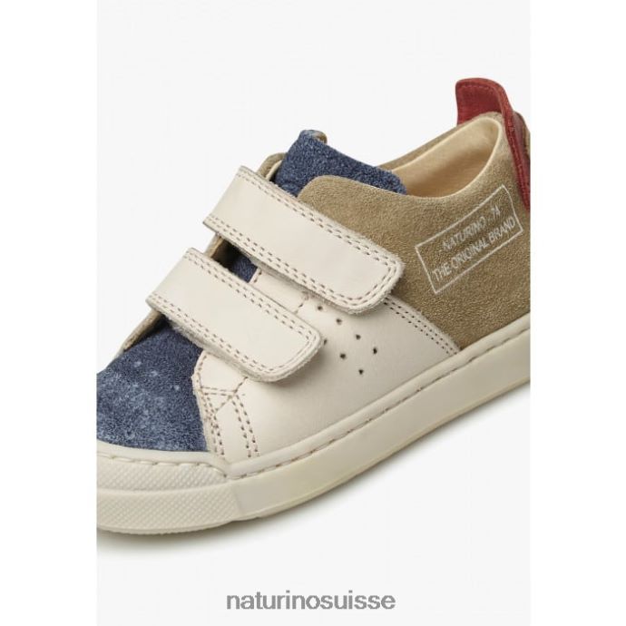 enfants vl trajan T88FLL380 Naturino baskets en cuir et daim bleu-gris tourterelle