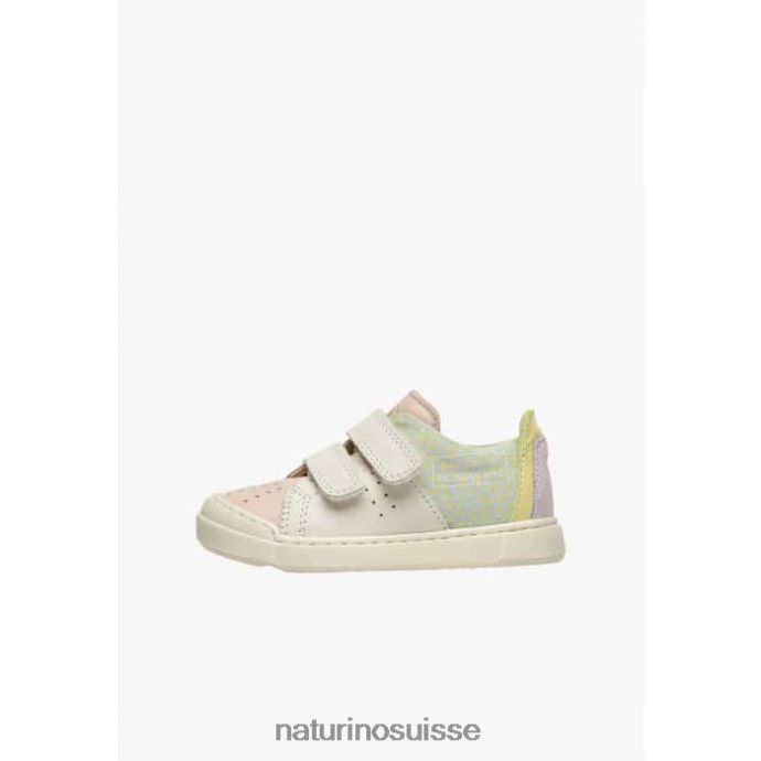enfants vl trajan T88FLL398 Naturino baskets en cuir et daim rose-crème