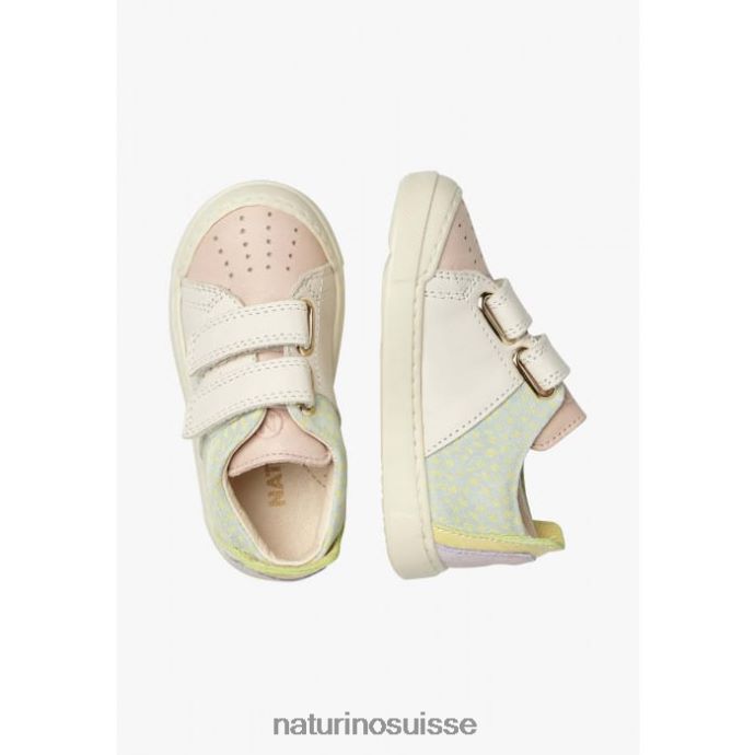 enfants vl trajan T88FLL398 Naturino baskets en cuir et daim rose-crème
