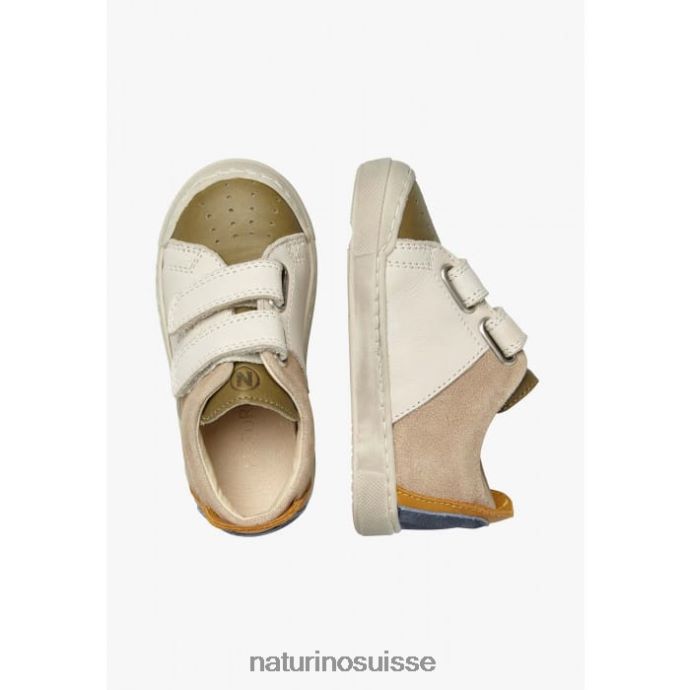 enfants vl trajan T88FLL496 Naturino baskets en cuir et daim gris tourterelle