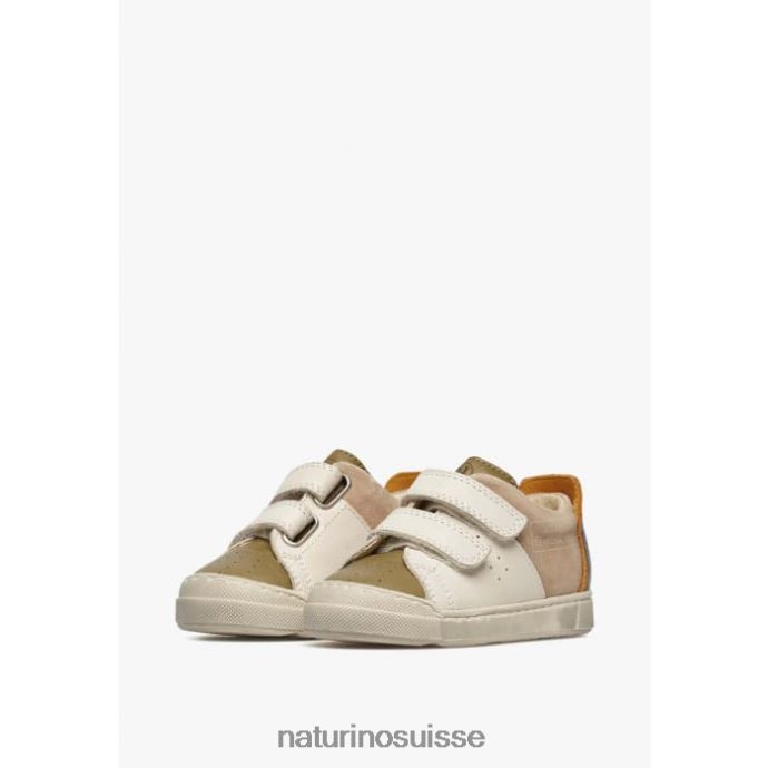 enfants vl trajan T88FLL496 Naturino baskets en cuir et daim gris tourterelle