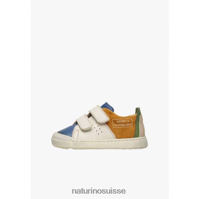 enfants vl trajan T88FLL499 Naturino baskets en cuir et daim bleu-cognac