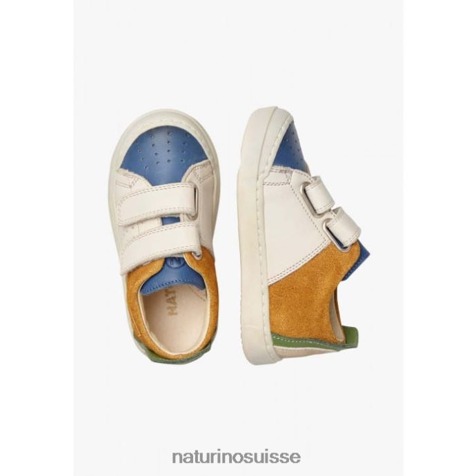enfants vl trajan T88FLL499 Naturino baskets en cuir et daim bleu-cognac