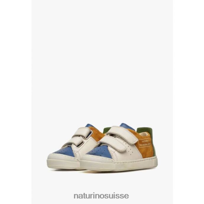 enfants vl trajan T88FLL499 Naturino baskets en cuir et daim bleu-cognac