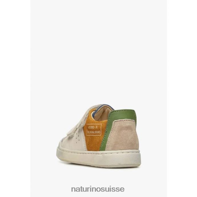 enfants vl trajan T88FLL499 Naturino baskets en cuir et daim bleu-cognac