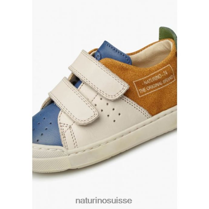 enfants vl trajan T88FLL499 Naturino baskets en cuir et daim bleu-cognac