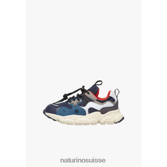 enfants yamano 3 junior. T88FLL32 Naturino baskets en tissu technique et cuir vegan bleu