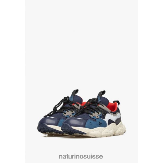 enfants yamano 3 junior. T88FLL32 Naturino baskets en tissu technique et cuir vegan bleu