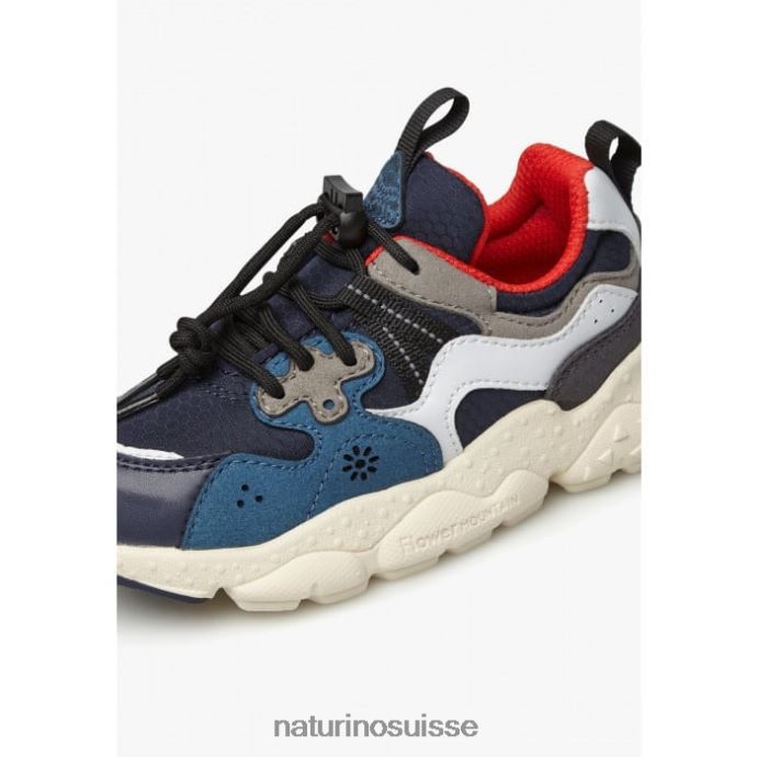 enfants yamano 3 junior. T88FLL32 Naturino baskets en tissu technique et cuir vegan bleu