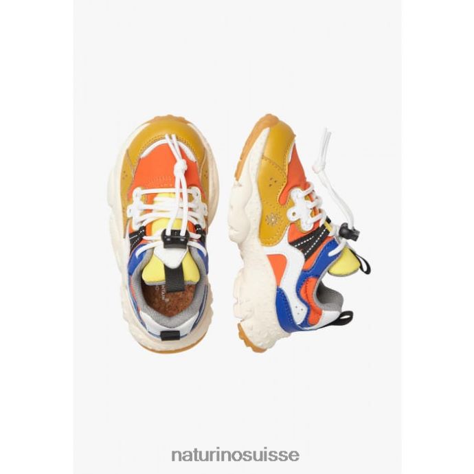 enfants yamano 3 junior. T88FLL33 Naturino baskets en cuir écologique et tissu technique orange