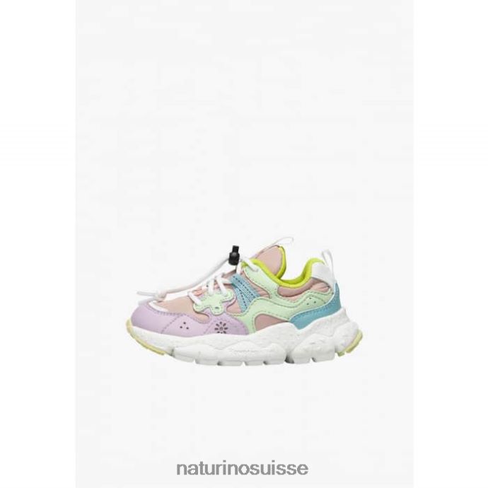 enfants yamano 3 junior. T88FLL35 Naturino baskets en cuir écologique et tissu technique vert lilas