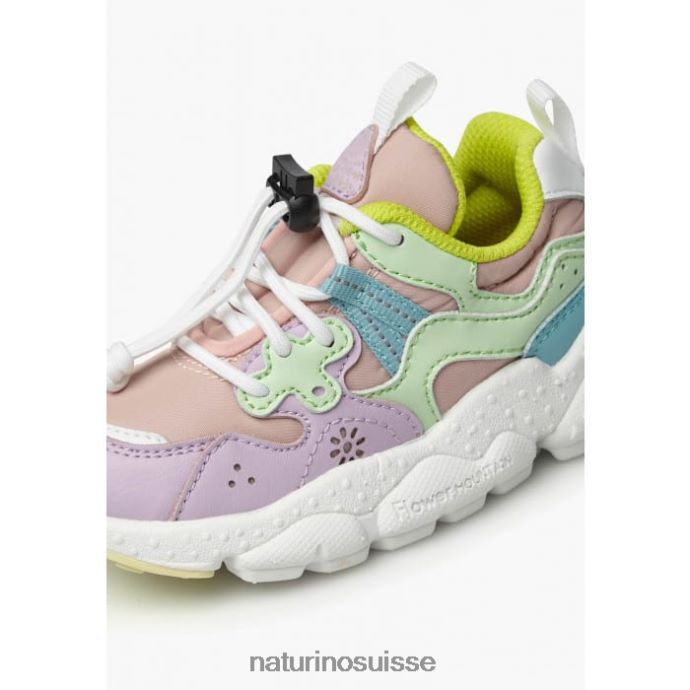 enfants yamano 3 junior. T88FLL35 Naturino baskets en cuir écologique et tissu technique vert lilas