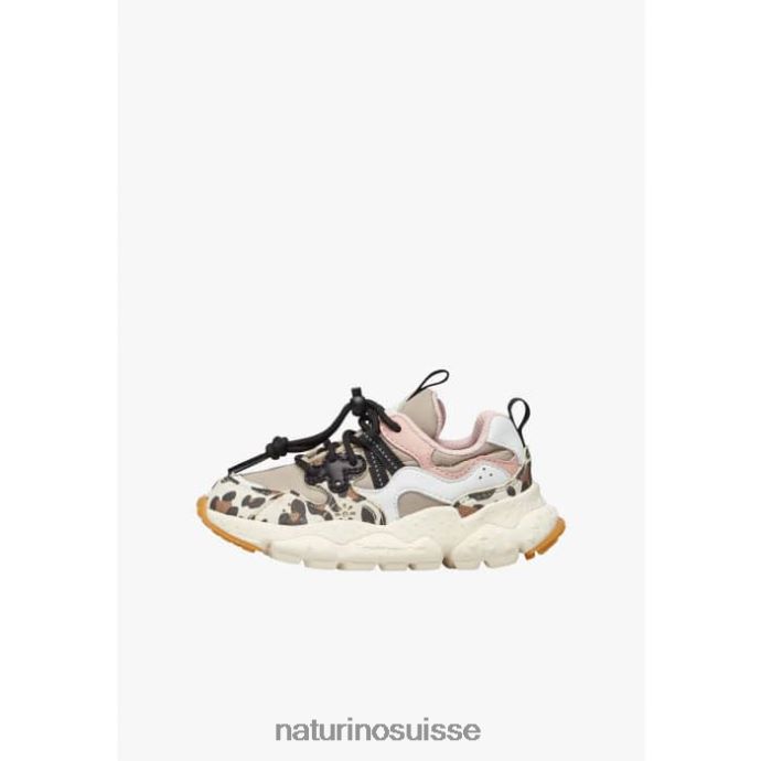 enfants yamano 3 junior. T88FLL37 Naturino baskets en similicuir et tissu technique beige-blanc