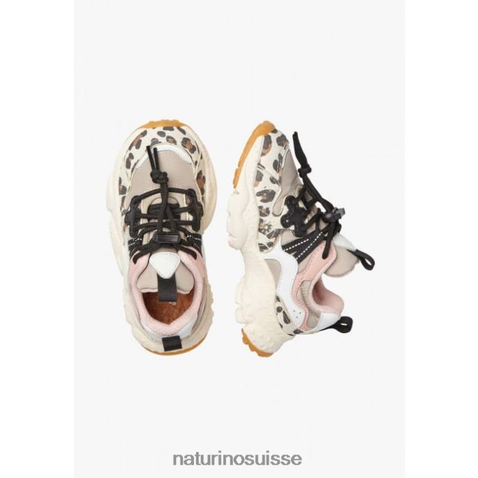 enfants yamano 3 junior. T88FLL37 Naturino baskets en similicuir et tissu technique beige-blanc