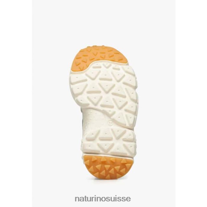 enfants yamano 3 junior. T88FLL37 Naturino baskets en similicuir et tissu technique beige-blanc