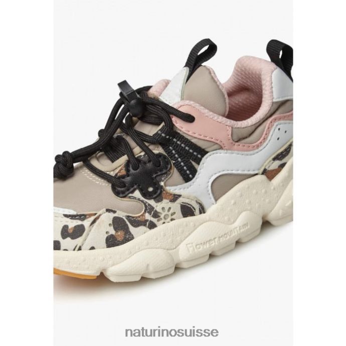 enfants yamano 3 junior. T88FLL37 Naturino baskets en similicuir et tissu technique beige-blanc
