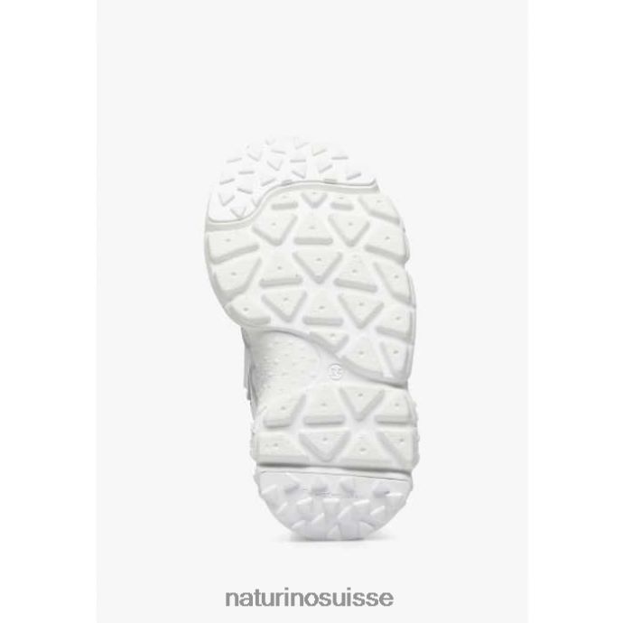 enfants yamano 3 vl junior. T88FLL41 Naturino baskets en similicuir et tissu technique blanc-jaune fluo