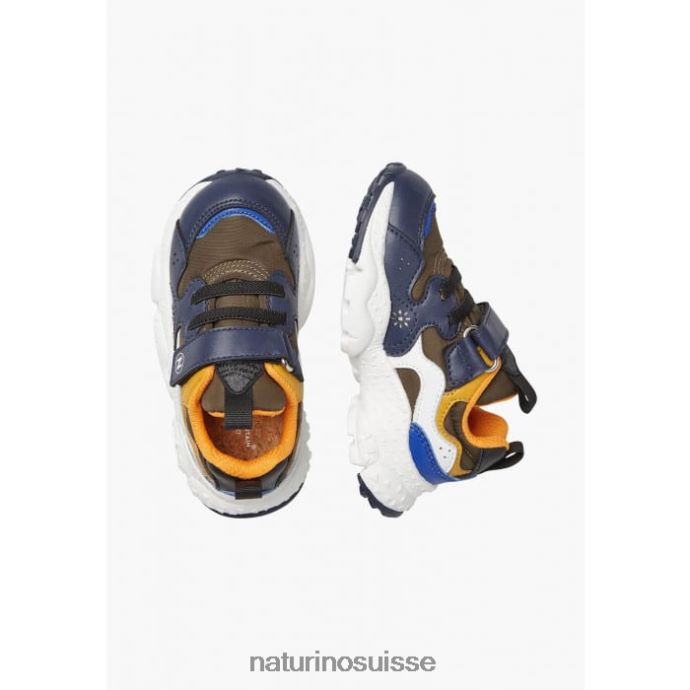 enfants yamano 3 vl junior. T88FLL42 Naturino baskets en similicuir et tissu technique bleu-orange