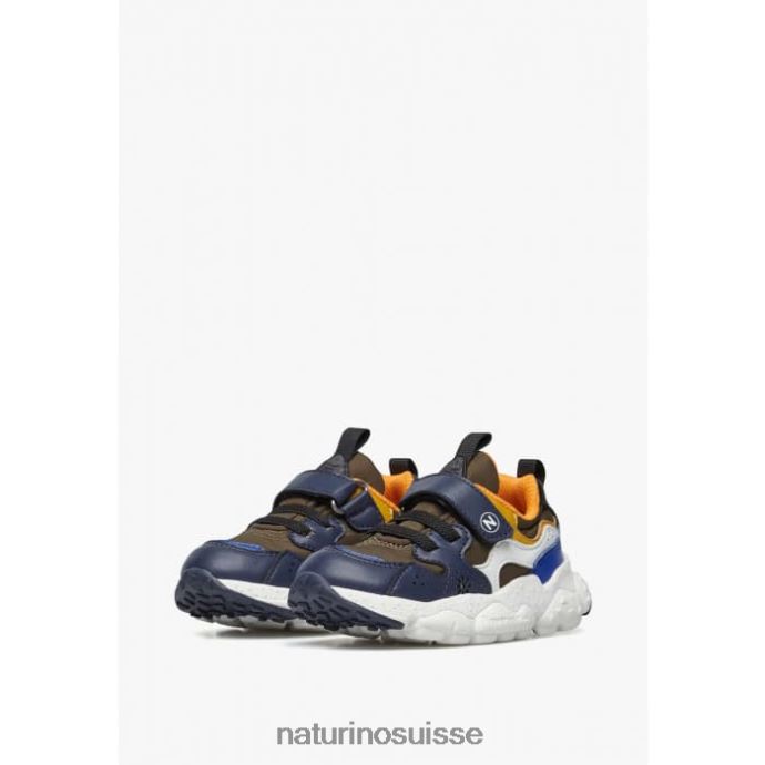 enfants yamano 3 vl junior. T88FLL42 Naturino baskets en similicuir et tissu technique bleu-orange