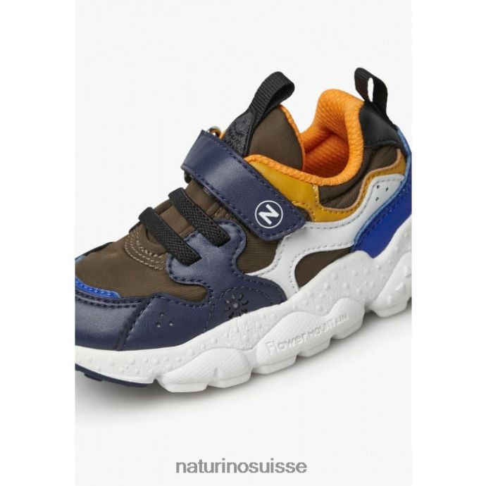 enfants yamano 3 vl junior. T88FLL42 Naturino baskets en similicuir et tissu technique bleu-orange