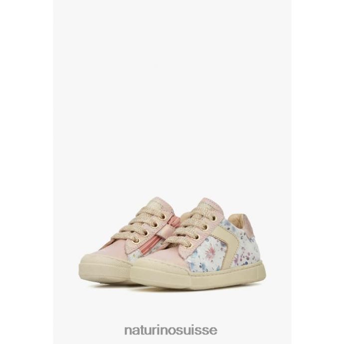 enfants zip clarendon T88FLL411 Naturino baskets en cuir et daim rose