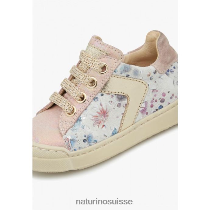 enfants zip clarendon T88FLL411 Naturino baskets en cuir et daim rose