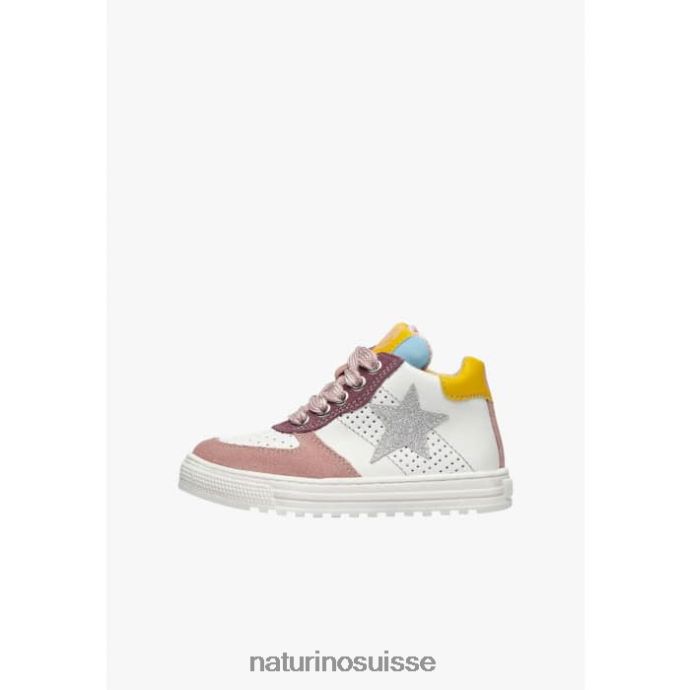 enfants zip haut hess. T88FLL522 Naturino baskets montantes en cuir rose-blanc