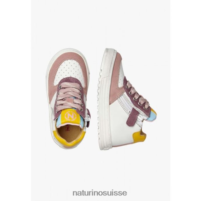 enfants zip haut hess. T88FLL522 Naturino baskets montantes en cuir rose-blanc