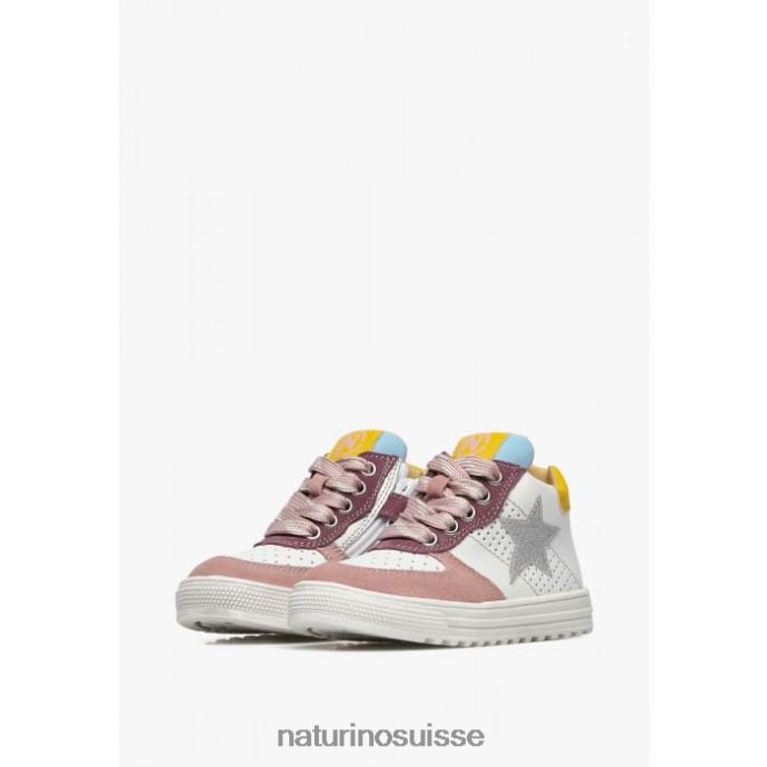 enfants zip haut hess. T88FLL522 Naturino baskets montantes en cuir rose-blanc