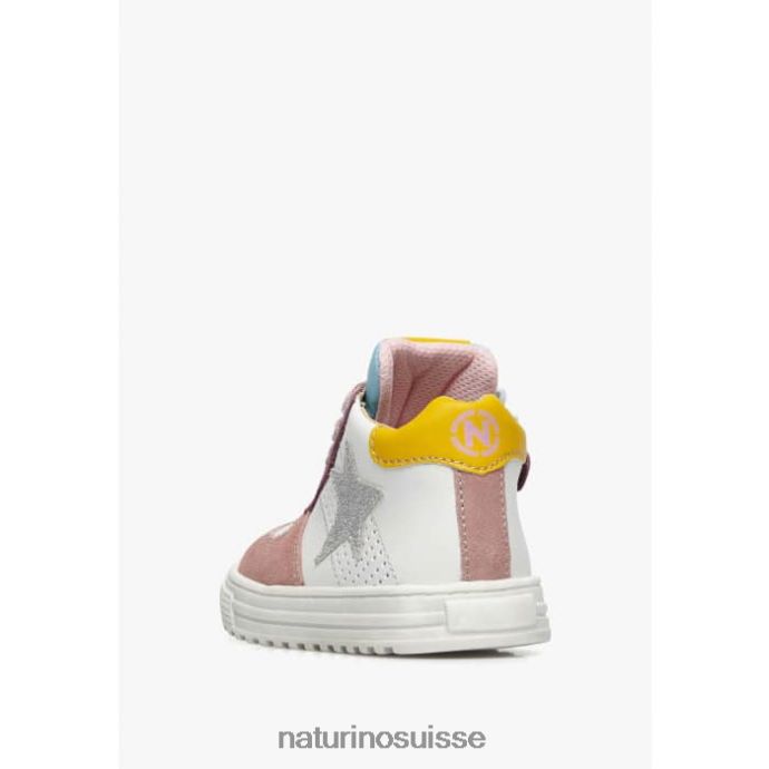 enfants zip haut hess. T88FLL522 Naturino baskets montantes en cuir rose-blanc