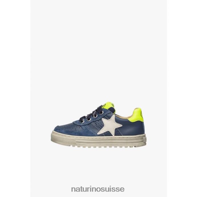enfants zip hess. T88FLL360 Naturino baskets en cuir perforé avec étoile bleu jaune