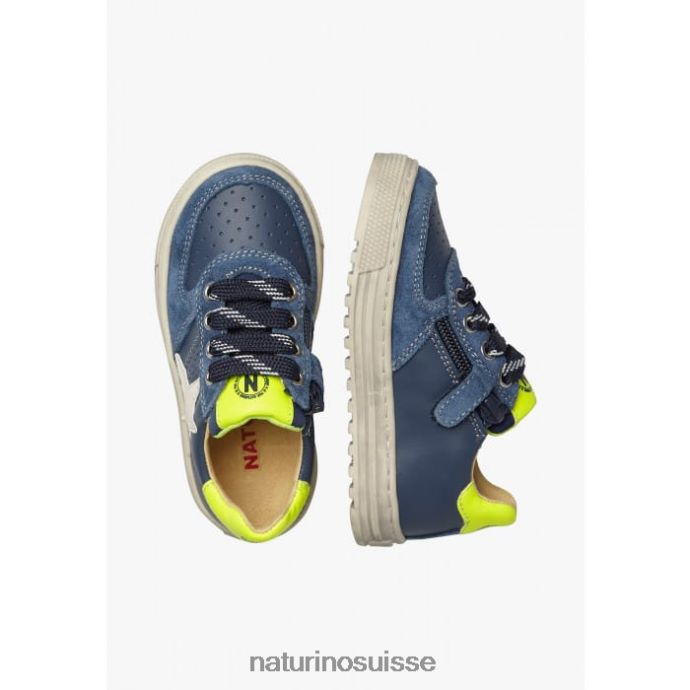 enfants zip hess. T88FLL360 Naturino baskets en cuir perforé avec étoile bleu jaune