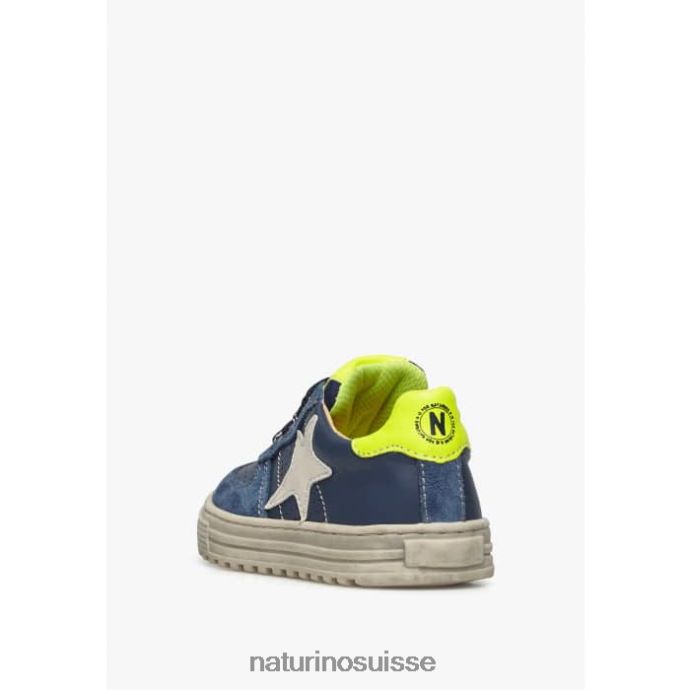 enfants zip hess. T88FLL360 Naturino baskets en cuir perforé avec étoile bleu jaune