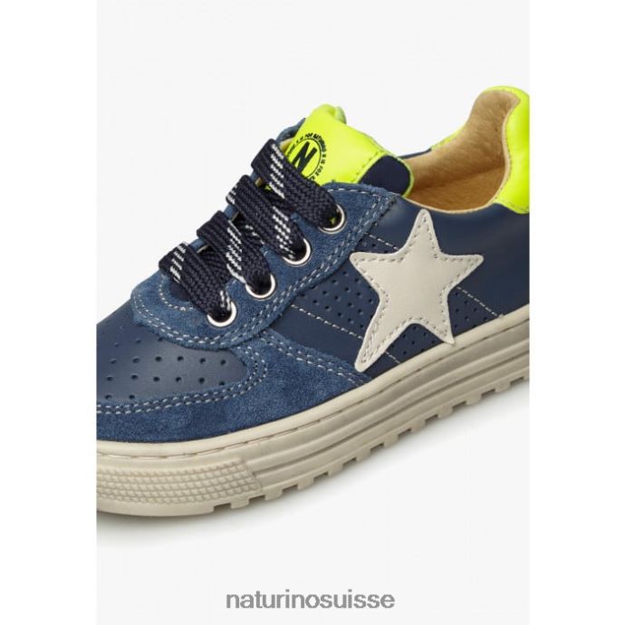 enfants zip hess. T88FLL360 Naturino baskets en cuir perforé avec étoile bleu jaune