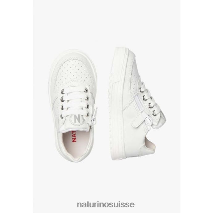 enfants zip hess. T88FLL363 Naturino baskets en cuir perforé avec étoile avec fermeture éclair blanc