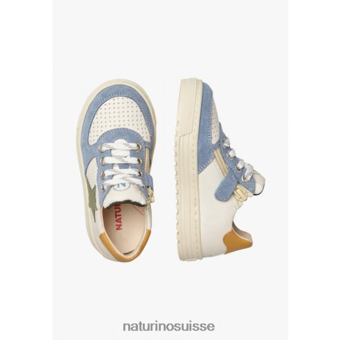 enfants zip hess. T88FLL416 Naturino baskets en cuir perforé et daim avec fermeture éclair blanc-bleu ciel