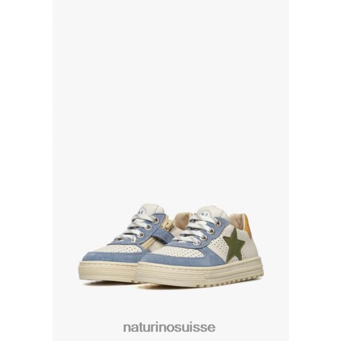 enfants zip hess. T88FLL416 Naturino baskets en cuir perforé et daim avec fermeture éclair blanc-bleu ciel