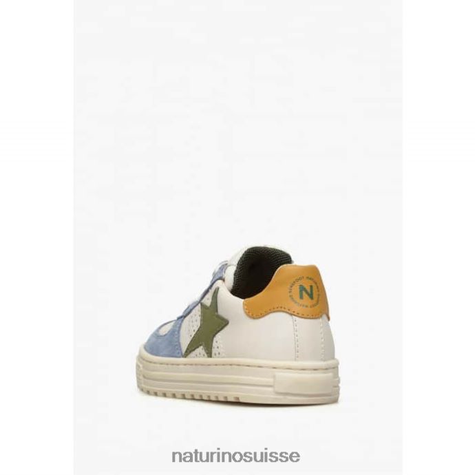 enfants zip hess. T88FLL416 Naturino baskets en cuir perforé et daim avec fermeture éclair blanc-bleu ciel