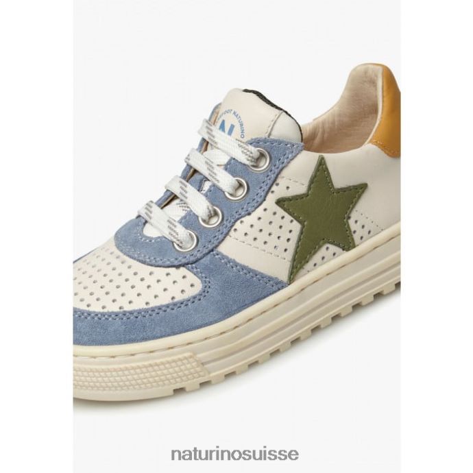 enfants zip hess. T88FLL416 Naturino baskets en cuir perforé et daim avec fermeture éclair blanc-bleu ciel