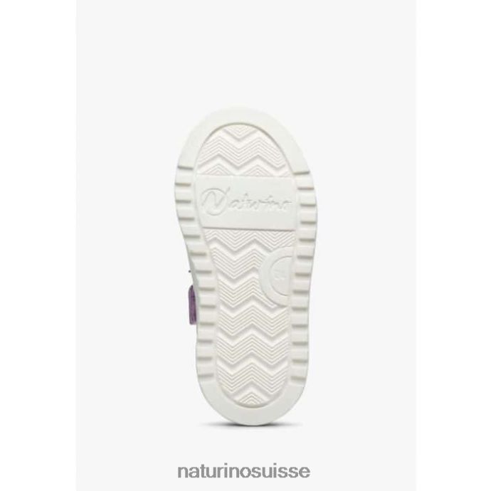 enfants zip hess. T88FLL461 Naturino baskets en cuir et daim avec fermeture éclair blanc-lilas