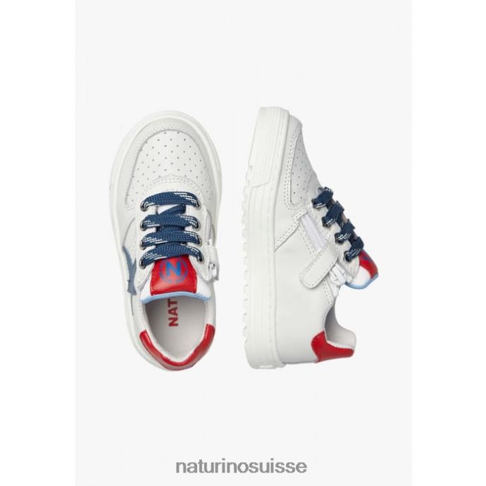 enfants zip hess. T88FLL480 Naturino baskets en cuir perforé avec étoile avec fermeture éclair blanc bleu