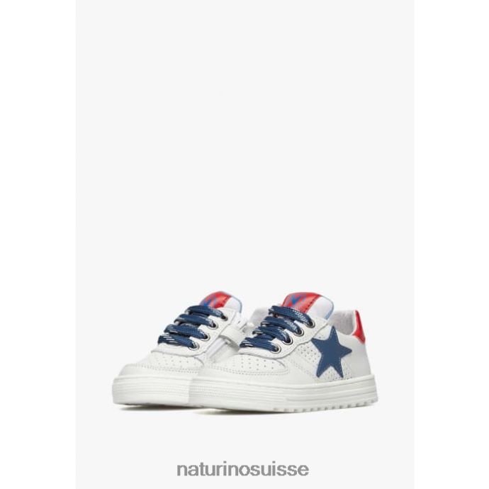 enfants zip hess. T88FLL480 Naturino baskets en cuir perforé avec étoile avec fermeture éclair blanc bleu