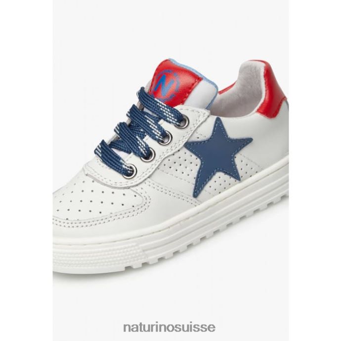 enfants zip hess. T88FLL480 Naturino baskets en cuir perforé avec étoile avec fermeture éclair blanc bleu