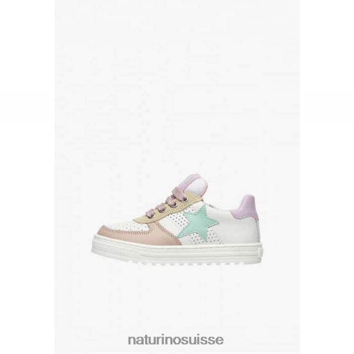 enfants zip hess. T88FLL487 Naturino baskets en cuir perforé avec étoile avec fermeture éclair blanc-rose poudré