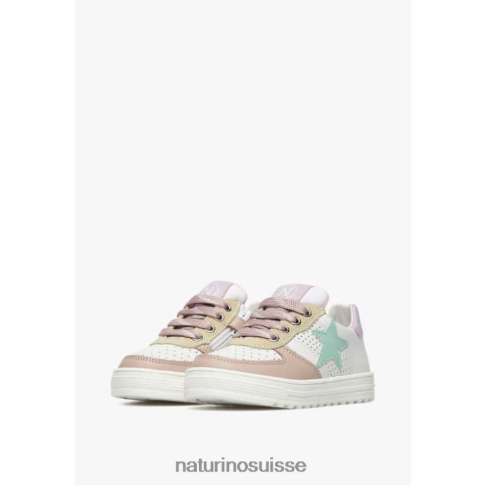 enfants zip hess. T88FLL487 Naturino baskets en cuir perforé avec étoile avec fermeture éclair blanc-rose poudré