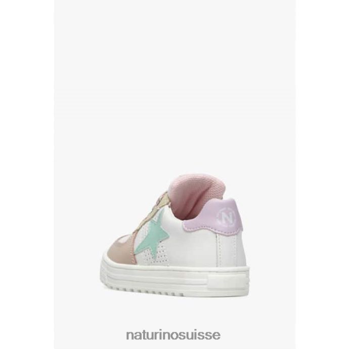 enfants zip hess. T88FLL487 Naturino baskets en cuir perforé avec étoile avec fermeture éclair blanc-rose poudré